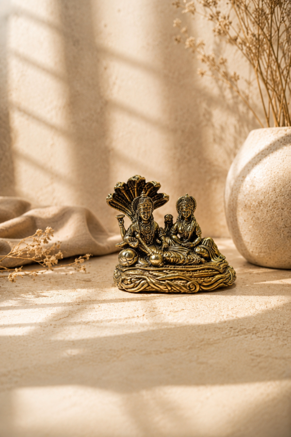 Classic Vishnu Laxmi Brass Idol
