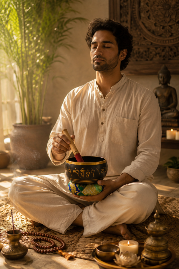 Mini Dhwani Brass Bowl Black