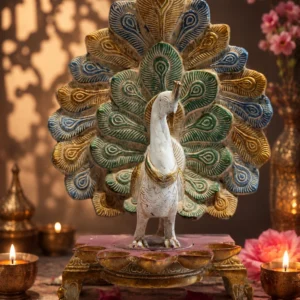 Grand Mayura Brass Peacock Diya